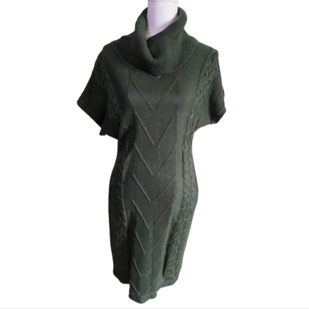 CALVIN KLEIN Women’s Knee Length Green Winter Turtle Neck Dress Size M